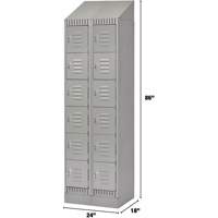 Lockers, 6 -tier, Bank of 2, 24" x 18" x 86", Steel, Grey, Knocked Down Seaboard Timber Mart