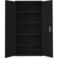 Hi-Boy Storage Cabinet, Steel, 4 Shelves, 72" H x 36" W x 18" D, Black Seaboard Timber Mart