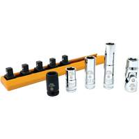 Chrome Finish Socket Set with Rail, 5 Pieces, 1/4" Drive Size Seaboard Timber Mart