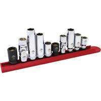 Chrome Finish Socket Set with Rail, 10 Pieces, 1/4"/3/8" Drive Size Seaboard Timber Mart
