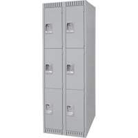Lockers, 3 -tier, Bank of 2, 24" x 18" x 72", Steel, Grey, Knocked Down Seaboard Timber Mart
