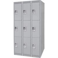 Lockers, 3 -tier, Bank of 3, 36" x 18" x 72", Steel, Grey, Knocked Down Seaboard Timber Mart