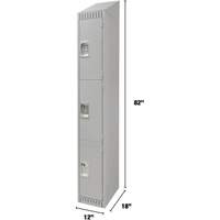 Lockers, 3 -tier, 12" x 18" x 82", Steel, Grey, Knocked Down Seaboard Timber Mart