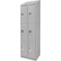 Lockers, 3 -tier, Bank of 2, 24" x 18" x 82", Steel, Grey, Knocked Down Seaboard Timber Mart