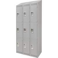 Lockers, 3 -tier, Bank of 3, 36" x 18" x 82", Steel, Grey, Knocked Down Seaboard Timber Mart