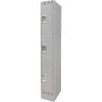 Lockers, 3 -tier, 12" x 18" x 76", Steel, Grey, Knocked Down Seaboard Timber Mart