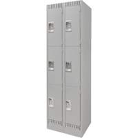 Lockers, 3 -tier, Bank of 2, 24" x 18" x 76", Steel, Grey, Knocked Down Seaboard Timber Mart