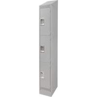 Lockers, 3 -tier, 12" x 18" x 86", Steel, Grey, Knocked Down Seaboard Timber Mart