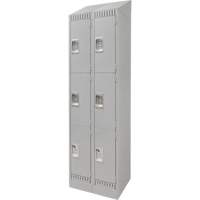 Lockers, 3 -tier, Bank of 2, 24" x 18" x 86", Steel, Grey, Knocked Down Seaboard Timber Mart