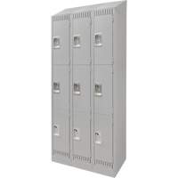Lockers, 3 -tier, Bank of 3, 36" x 18" x 86", Steel, Grey, Knocked Down Seaboard Timber Mart