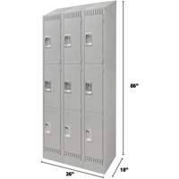 Lockers, 3 -tier, Bank of 3, 36" x 18" x 86", Steel, Grey, Knocked Down Seaboard Timber Mart