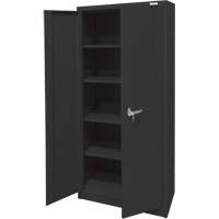 Armoire d'entreposage, Acier, 4 Tablettes, 66" h x 30" la x 15" P, Noir Seaboard Timber Mart