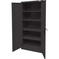 Armoire d'entreposage, Acier, 4 Tablettes, 66" h x 30" la x 15" P, Noir Seaboard Timber Mart