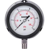 Manom&egrave;tre,  4-1/2", 0 - 15 psi/0 - 100 kPa, Fixation inf&eacute;rieure, Analogique rempli de liquide Seaboard Timber Mart