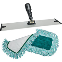 Dust Mop Pad & Frame, Hook and Loop Style, Polyester, 18" L x 5-3/4" W Seaboard Timber Mart