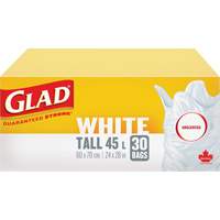 Tall 45L Unscented Garbage Bags, Regular, 24" W x 28" L, White Seaboard Timber Mart