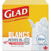 Petits sacs &agrave; ordures 25 L avec Febreze, R&eacute;gulier, 20" la x 20" lo, Blanc Seaboard Timber Mart