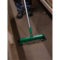 Push Broom Head, Fine/Stiff Bristles, 16-1/2", Polyester/Polypropylene, Green Seaboard Timber Mart