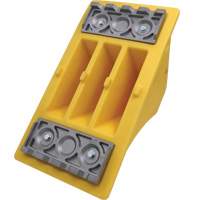 75 Ton Large Equipment Wheel Chock with Aluminum Cleats, Urethane, Yellow Seaboard Timber Mart