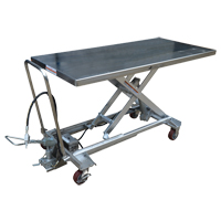 Pneumatic Hydraulic Scissor Lift Table, Stainless Steel, 63" L x 31-1/2" W, 1000 lbs. Cap. Seaboard Timber Mart