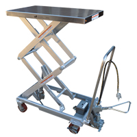 Pneumatic Hydraulic Scissor Lift Table, Stainless Steel, 32-1/2" L x 19-3/4" W, 1000 lbs. Cap. Seaboard Timber Mart