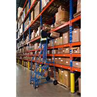 CSA-Certified Rolling Step Ladder, 4 Steps, 22" Step Width, 37" Platform Height, Steel Seaboard Timber Mart