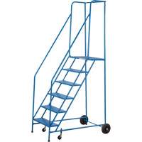 CSA-Certified Rolling Step Ladder, 6 Steps, 22" Step Width, 55" Platform Height, Steel Seaboard Timber Mart