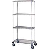 Wire Shelf Cart, Chrome Plated, 18" x 69" x 36", 800 lbs. Capacity Seaboard Timber Mart