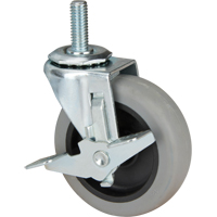 Stem Caster, Swivel with Brake, 3" (76 mm) Dia., 80 lbs. (36 kg.) Capacity Seaboard Timber Mart