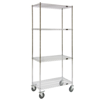 Wire Shelf Cart, Chrome Plated, 36" x 80" x 18", 800 lbs. Capacity Seaboard Timber Mart