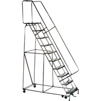 Lockstep Rolling Ladders, 5 Steps, 24" Step Width, 50" Platform Height, Stainless Steel Seaboard Timber Mart