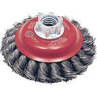 Brosse conique &agrave; fils torsad&eacute;s BK420T, Dia. 4", Fils 0,02", Arbre 5/8"-11, Acier Seaboard Timber Mart
