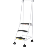 Stop-Step Ladders, 3 Steps, 16" Step Width, 28-11/16" Platform Height, Steel Seaboard Timber Mart