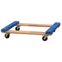 Open Deck Rubber Ends Dolly, Wood Frame, 18" W x 30" D x 6" H, 900 lbs. Capacity Seaboard Timber Mart