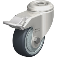 Stainless Steel Thermoplastic Elastomer Caster, Swivel with Brake, 3-1/8" (79.5 mm) Dia., 220 lbs. (100 kg.) Capacity Seaboard Timber Mart