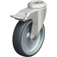 Stainless Steel Thermoplastic Elastomer Caster, Swivel with Brake, 5" (127 mm) Dia., 265 lbs. (120 kg.) Capacity Seaboard Timber Mart