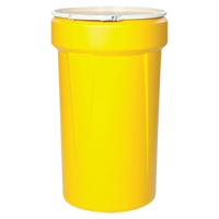 Nestable Polyethylene Drum, 55 US gal (45 imp. gal.), Open Top, Yellow Seaboard Timber Mart