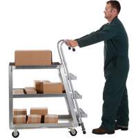 Chariot de pr&eacute;l&egrave;vement de stock, Aluminium, 21-7/8" la x 40" p, 3 tablettes, Capacit&eacute; 660 lb Seaboard Timber Mart