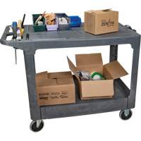 Flat-Shelf Utility Service Cart, 2 Tiers, 25-1/4" x 32-1/4" x 44", 550 lbs. Capacity Seaboard Timber Mart