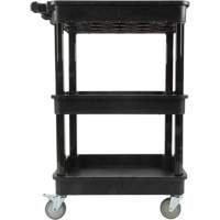 Utility Cart with Deep Lip Shelf, 3 Tiers, 19" x 39-1/2" x 28-1/4", 330 lbs. Capacity Seaboard Timber Mart