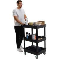 Utility Cart with Deep Lip Shelf, 3 Tiers, 19" x 39-1/2" x 28-1/4", 330 lbs. Capacity Seaboard Timber Mart