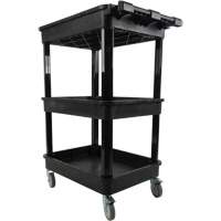 Utility Cart with Deep Lip Shelf, 3 Tiers, 19" x 39-1/2" x 28-1/4", 330 lbs. Capacity Seaboard Timber Mart