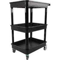 Utility Cart with Deep Lip Shelf, 3 Tiers, 19" x 39-1/2" x 28-1/4", 330 lbs. Capacity Seaboard Timber Mart