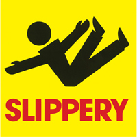 "Slippery" Traffic Cone Message Label, Adhesive, English with Pictogram Seaboard Timber Mart