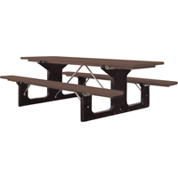 Recycled Plastic Picnic Tables, 6' L x 61-1/2" W, Brown Seaboard Timber Mart