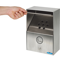 Smoking Receptacles, Wall-Mount, Stainless Steel, 3.3 Litres Capacity, 13-1/2" Height Seaboard Timber Mart