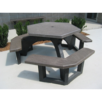 Recycled Plastic Hexagon Picnic Tables, 78" L x 78" W, Brown Seaboard Timber Mart