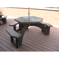 Recycled Plastic Hexagon Picnic Tables, 78" L x 78" W, Brown Seaboard Timber Mart