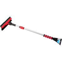 Snow Brush With Pivot Head, Telescopic, Rubber Squeegee Blade, 52" Long, Black/Red Seaboard Timber Mart