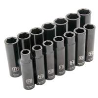 Jeu de douilles m&eacute;triques, 14 Mcx, Chocs, Prise de 1/2", Profond Seaboard Timber Mart